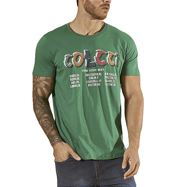 Camiseta Estampada Colcci Slim Verde Masculino
