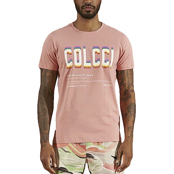 Camiseta Estampada Colcci Slim Rosa Masculino