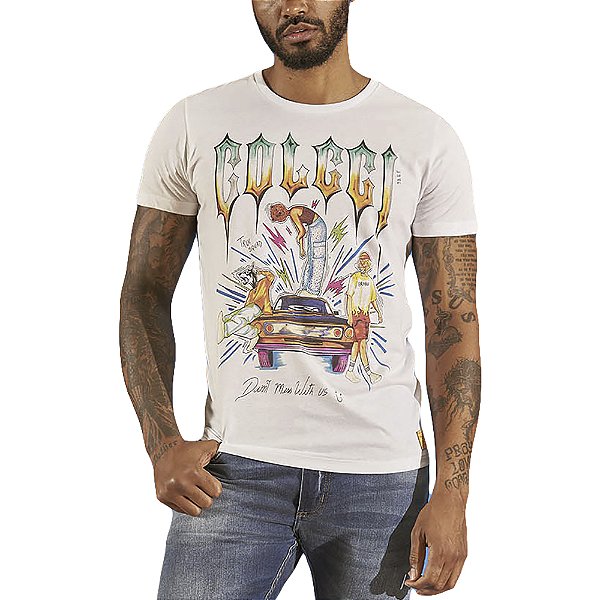 Camiseta Estampada Colcci Slim Branco Masculino
