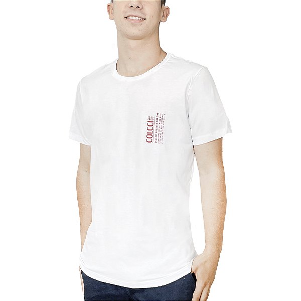 Camiseta Estampado Colcci Slim VE23 Branco Masculino