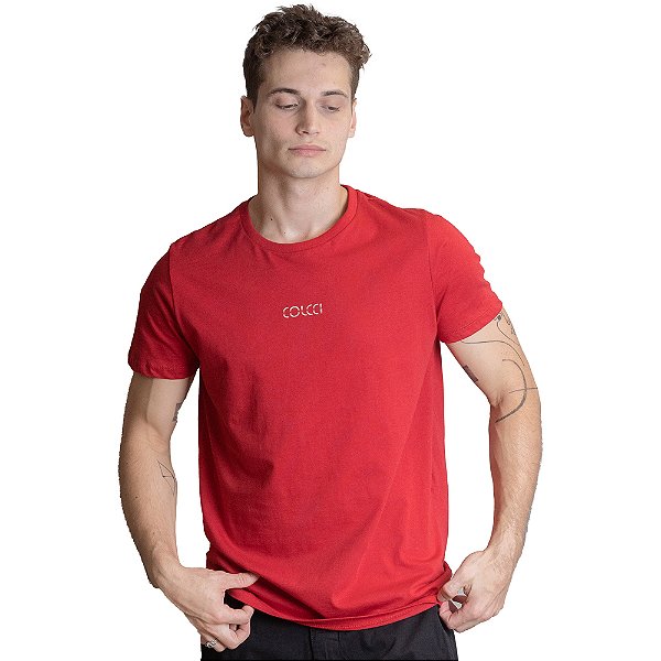 Camiseta Colcci Slim Logo VE23 Vermelho Masculino