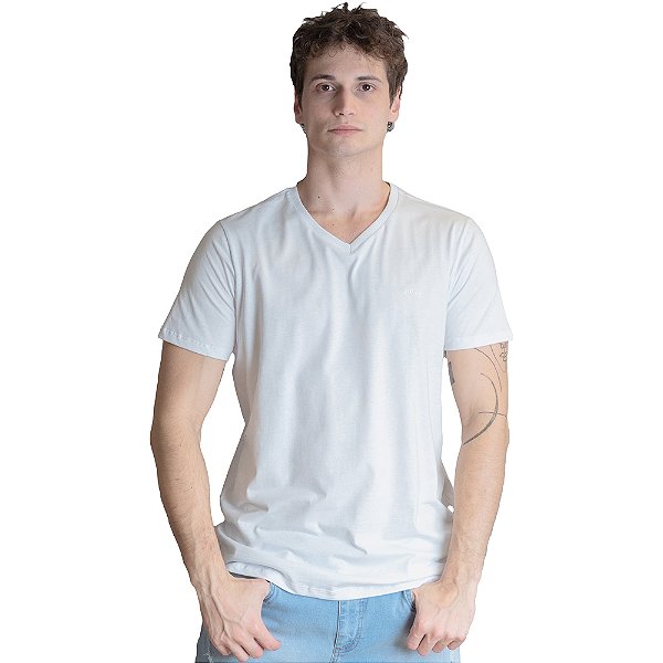 Camiseta Colcci Gola V Slim VE23 Branco Masculino