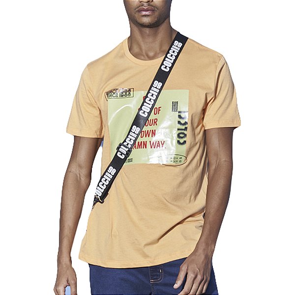Camiseta Estampada Colcci Slim Laranja Masculino