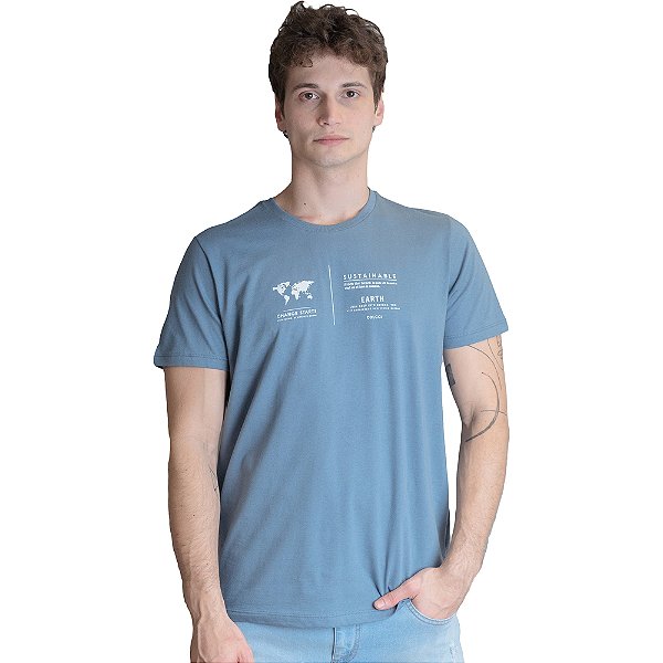 Camiseta Estampada Colcci Slim Azul Masculino