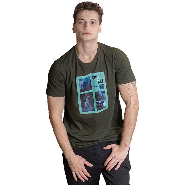 Camiseta Estampada Colcci Slim Verde Masculino