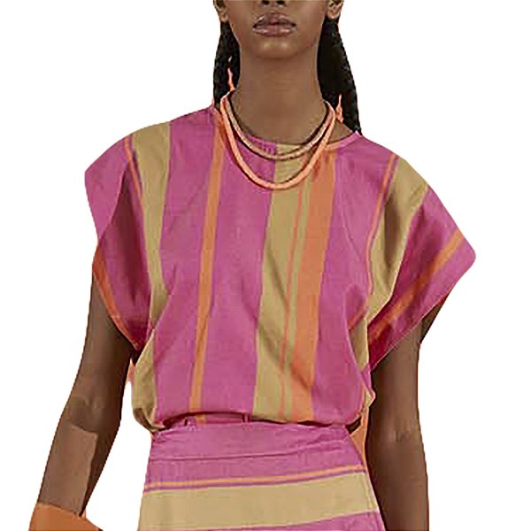 Blusa Colcci Listrada Rosa Feminino