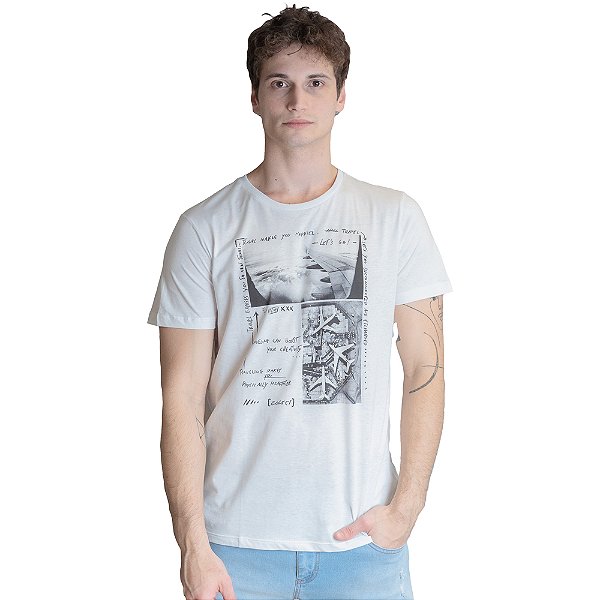 Camiseta Estampada Colcci Slim VE23 Branco Masculino