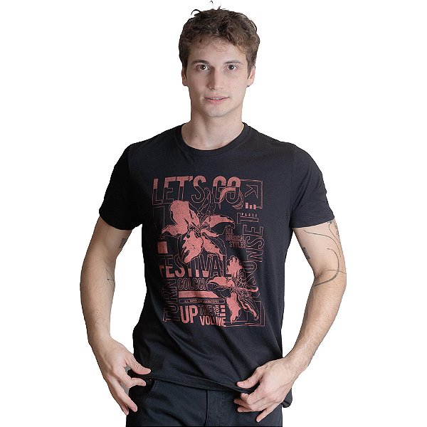 Camiseta Colcci Let's Go Slim VE23 Preto Masculino