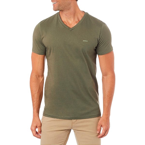 Camiseta Colcci Slim Gola V P23 Verde Masculino