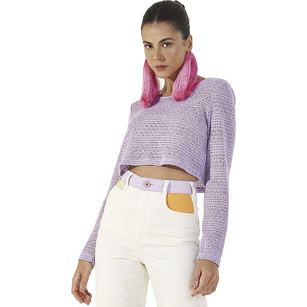 Blusa Colcci Cropped Comfort P23 Lilás Feminino