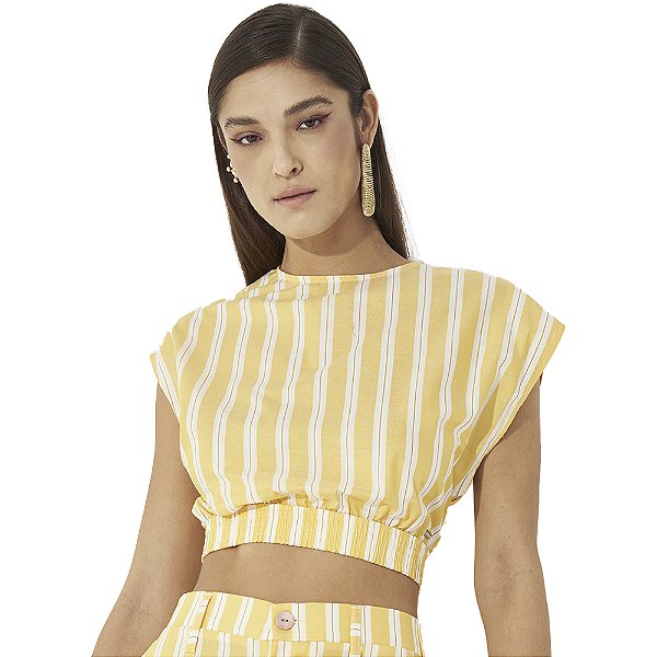 Blusa Colcci Listrada V23 Amarelo Feminino