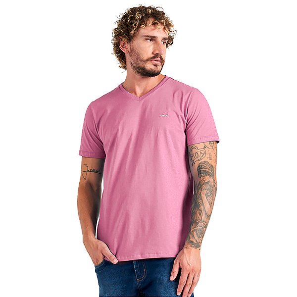 Camiseta Colcci Slim Gola V P23 Rosa Masculino