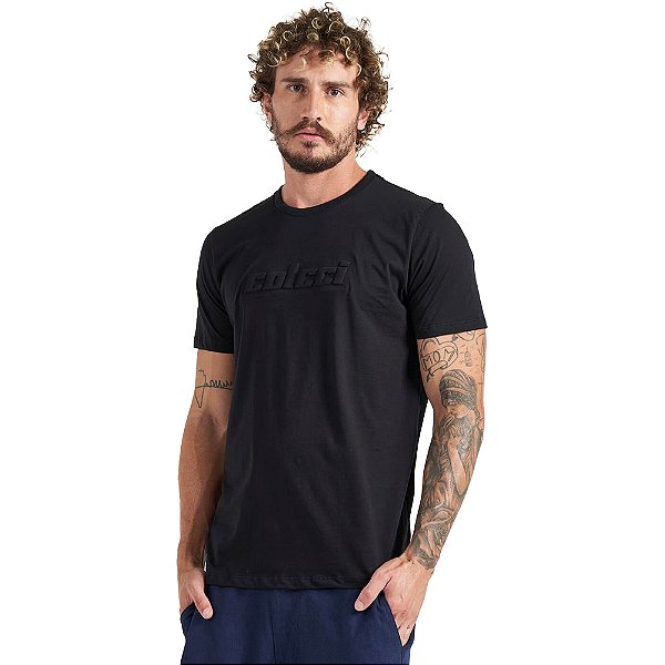 Camiseta Colcci Slim Logo em Relevo P23 Preto Masculino