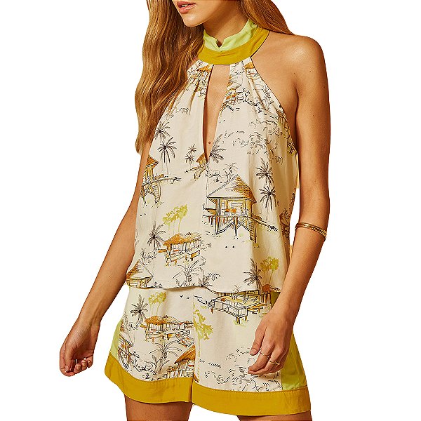 Blusa Forum Bege Estampada Feminina