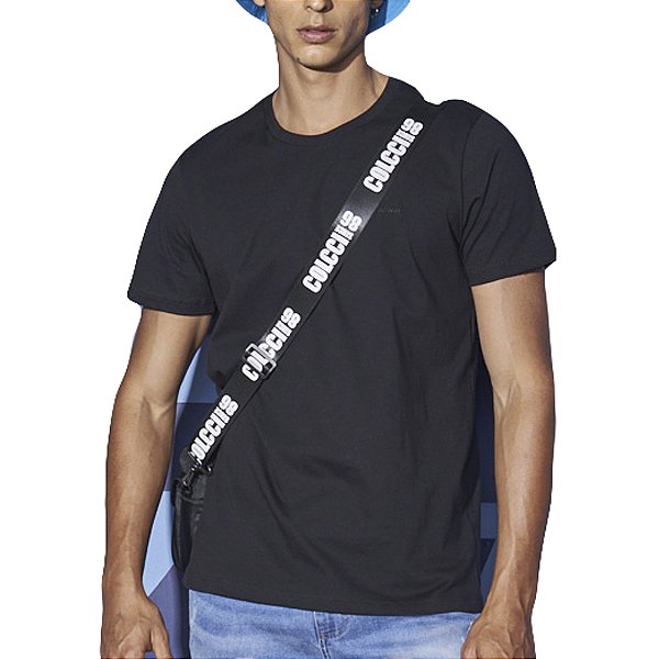 Camiseta Logo Bordada Colcci Slim Preto Masculino