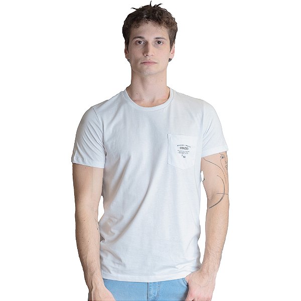 Camiseta Colcci Slim Com Bolso VE23 Branco Masculino