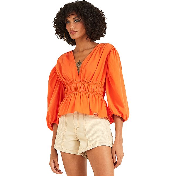 Blusa Forum Acinturada P23 Laranja Feminino