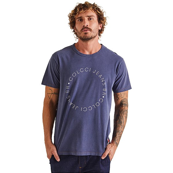 Camiseta Colcci Dupla Face P23 Azul Masculino