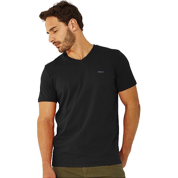 Camiseta Colcci Gola V V23 Preto Masculino