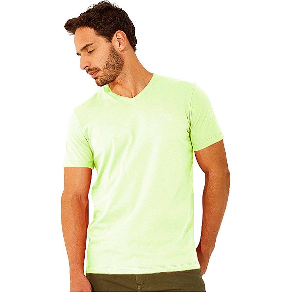 Camiseta Colcci Gola V V23 Amarelo Masculino