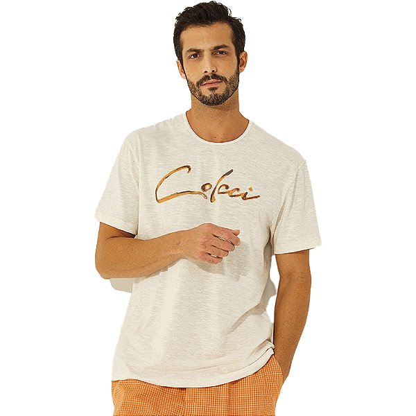 Camiseta Colcci Linho Slim V23 Off White Masculino