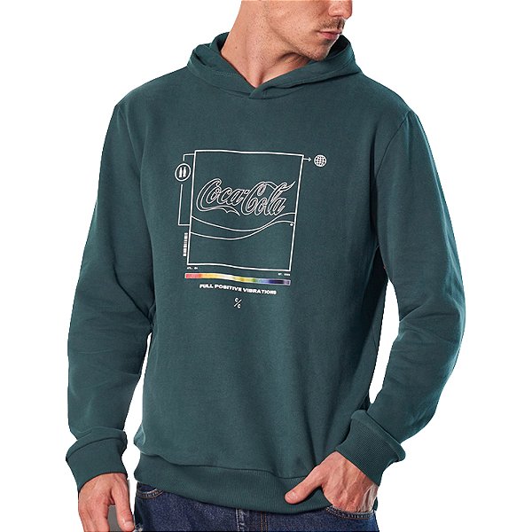 Moletom Com Capuz Coca Cola Fechado Atlantic Verde Masculino