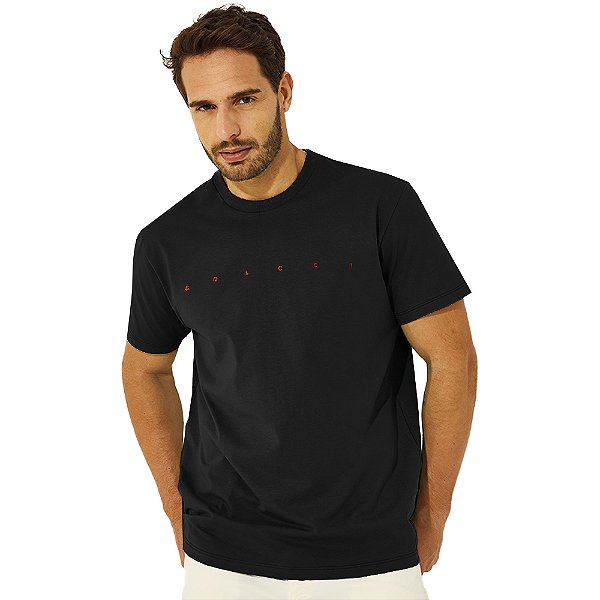 Camiseta Colcci Logo Bordado V23 Preto Masculino