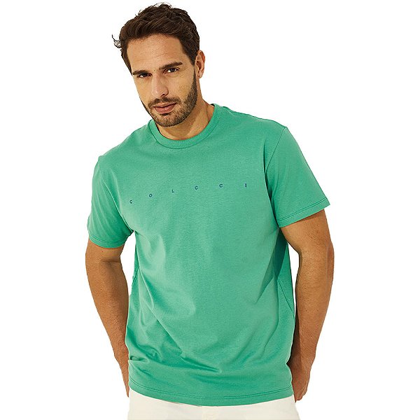 Camiseta Colcci Logo Bordado V23 Verde Masculino