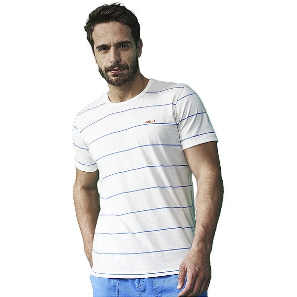 Camiseta Colcci Listrada AV23 Branco Masculino