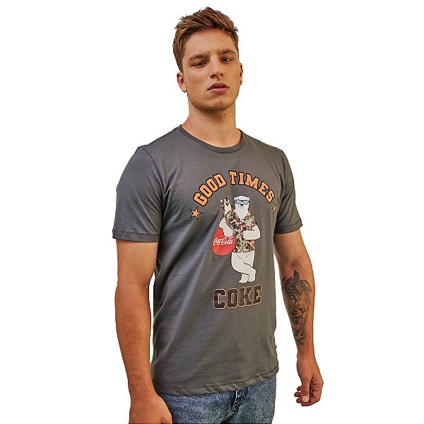 Camiseta Coca Cola Good Times P23 Cinza Masculino