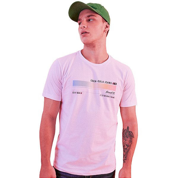 Camiseta Estampado Coca Cola P23 Rosa Masculino