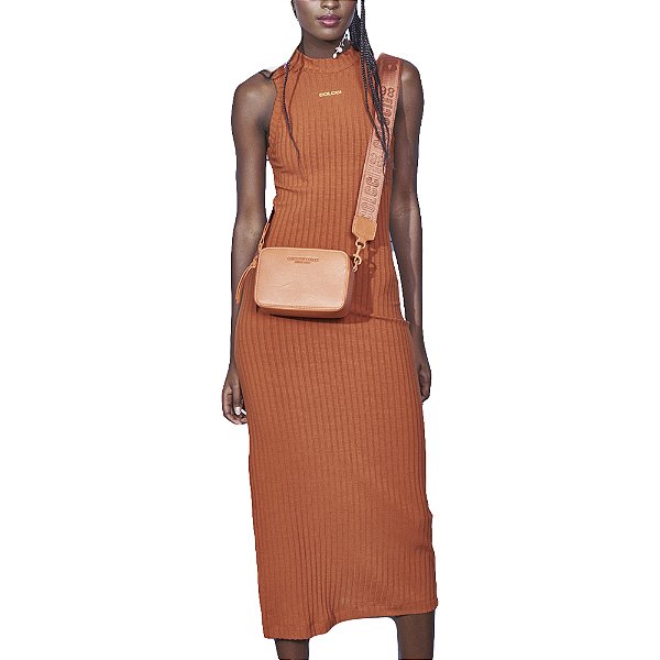 Vestido Canelado Colcci Slim Marrom Feminino