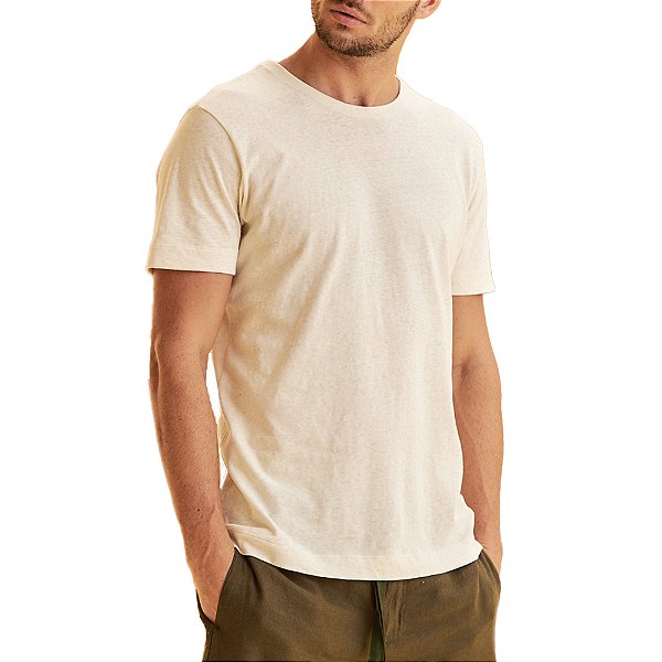 Camiseta Linho Forum Slim Bege Masculino