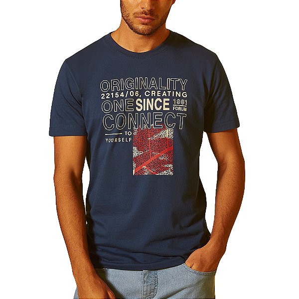 Camiseta Forum Slim Azul Masculino
