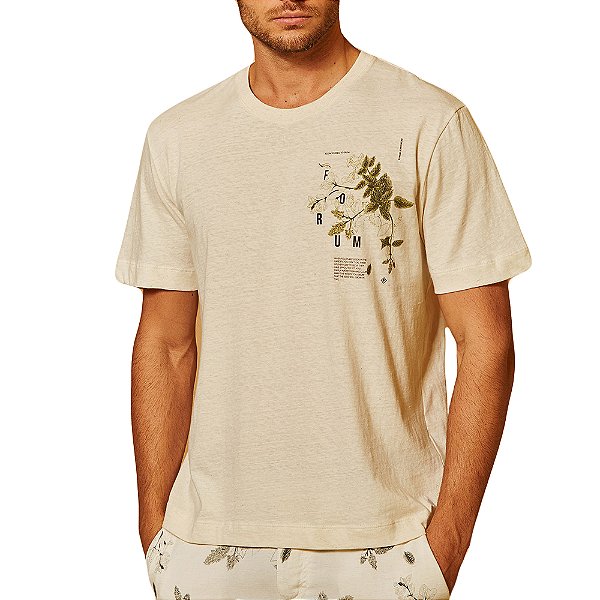 Camiseta Linho Forum Box Bege Masculino
