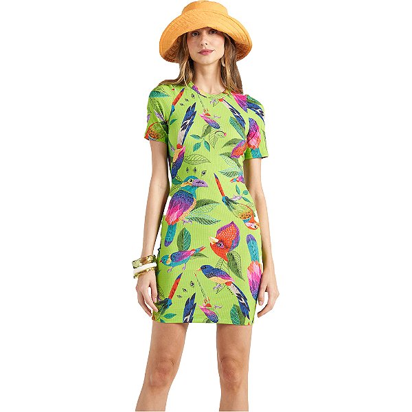 Vestido Colcci Slim Estampado P23 Verde Feminino