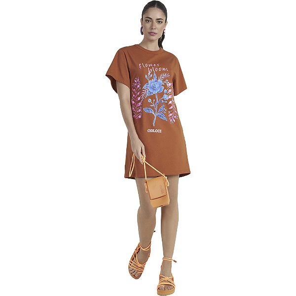 Vestido Colcci Flower P23 Marrom Feminino