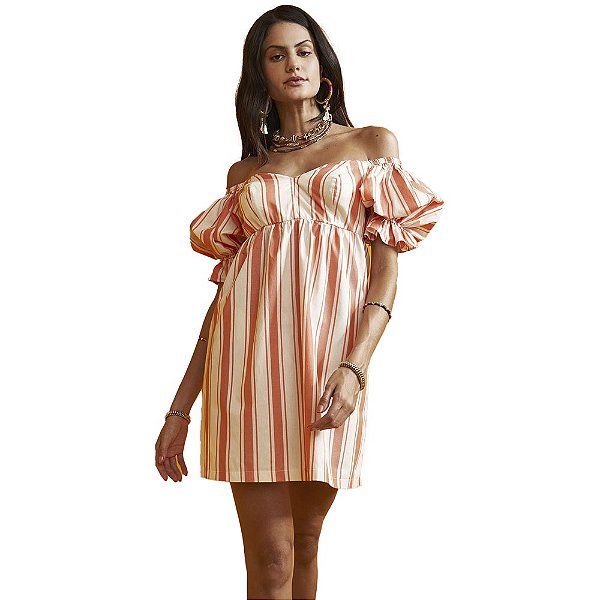Vestido Colcci Listrado AV23 Branco Feminino