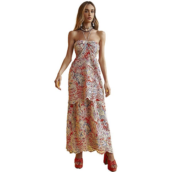 Vestido Laise Colcci Estampado AV23 Branco Feminino
