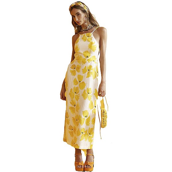 Vestido Linho Colcci Estampado AV23 Branco Feminino