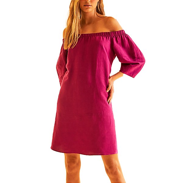 Vestido Curto Forum Linho Ampla Roxo Feminino