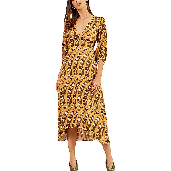 Vestido Forum Estampado Evase Laranja Feminino