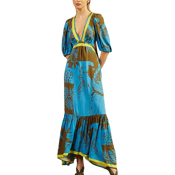 Vestido Forum Estampado Azul Feminino