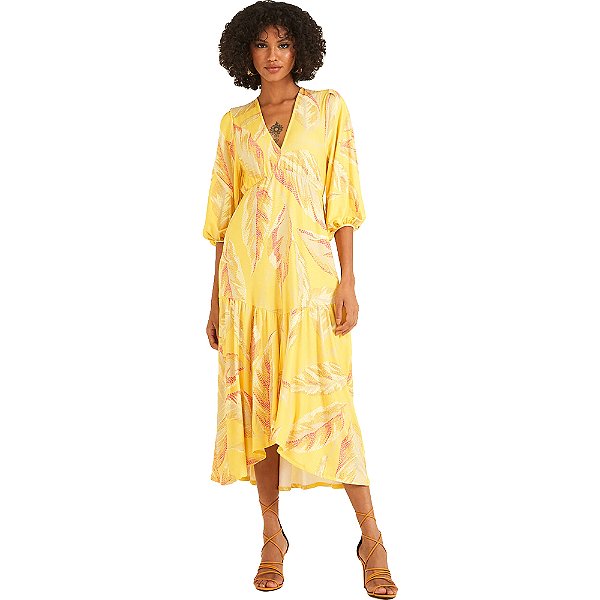Vestido Estampado Forum VE23 Amarelo Feminino