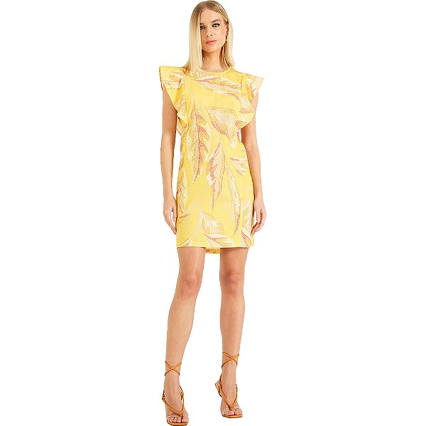 Vestido Estampado Forum Reto P23 Amarelo Feminino