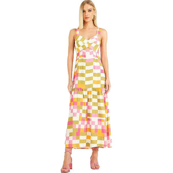 Vestido Linho Forum Estampado V23 Verde Feminino