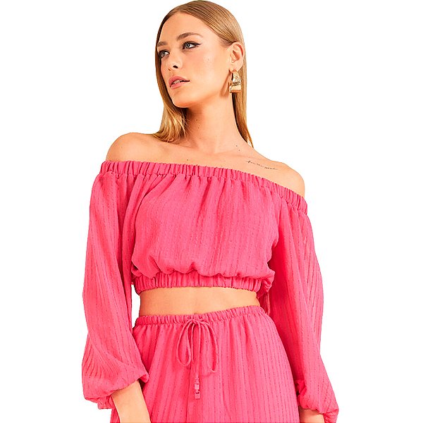 Top Justo Forum Ombro a Ombro P23 Rosa Feminino