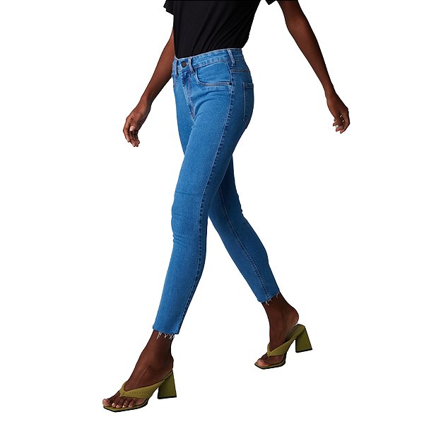 Calça Jeans Easy Lança Perfume Ankle Super High Azul Feminino