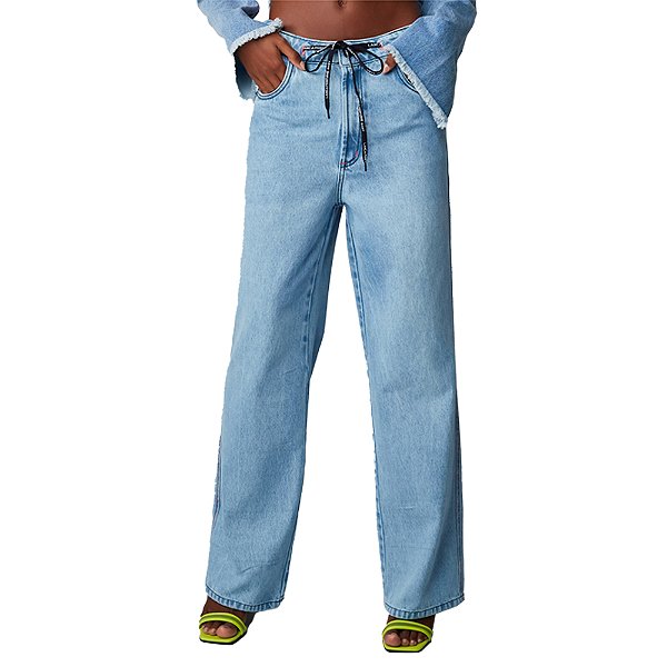 Calça Jeans Easy Lança Perfume Full Lenght Super High Azul Feminino