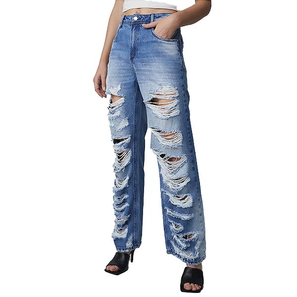 Calça Jeans Lança Perfume Full Lenght High Azul Feminino